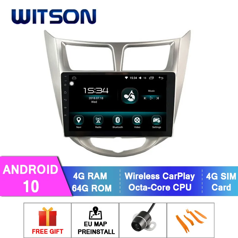 Автомобильный DVD проигрыватель WITSON Android 10 0 4 + 64 ГБ 9 дюймов GPS для HYUNDAI VERNA/ACCENT/SOLARIS 2011