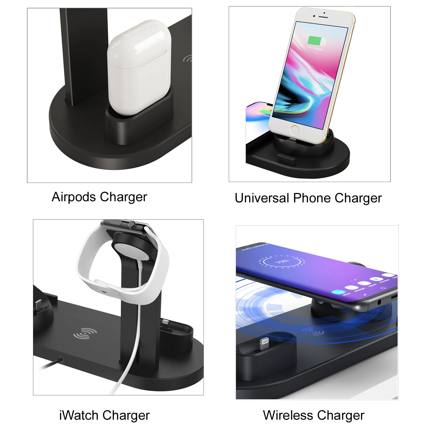 Wireless Charging Mobile Phone Charger Station 3IN1 Multi Function Charging Stand with Type-c for Iphone for Airpods for Iwatch