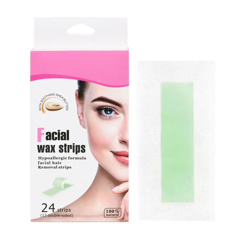 70% Hot Sale 24Pcs Professional Hair Removal Wax Strips Waxing Wipe Sticker for Face Leg Lip Eyebrow Leg Arm Body Hair Remove 3