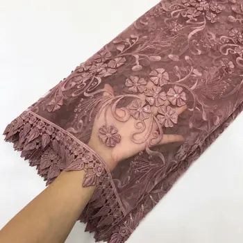 

2019 Latest Sexy French Embroidered Tulle Lace Africa Sequins Mesh Lace Fabric Sewing for Party Wedding Dress Top Quality 5yards
