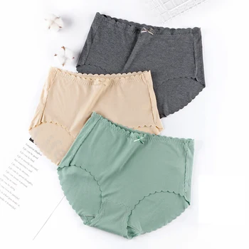 

2020 Large Sizes Sexy Bow Cotton Panties Plus Size Underwear Women's Cotton Briefs Ultra-thin Modal High Waist Seamless Panties