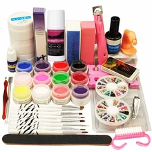 Pro Full 12 шт твердый УФ-гель для ногтей комплект, кисть для ногтей наборы верхнее покрытие гель-клей; пилка акриловый гель для маникюра УФ-гель Советы Комплект