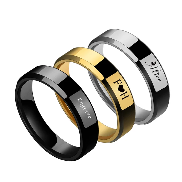 Acheerup-anillos de acero inoxidable personalizados para mujer, banda de boda de 6/4mm, anillo de compromiso, regalos de joyería para amantes