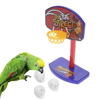 

Mini Parrot Chew ToyS Set Parakeet Mini Basketball Hoop Trick Props With 3 Balls