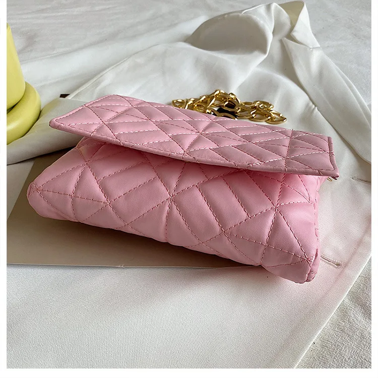 Branded Women's Shoulder Bags 2021 Metal Thick Chain Quilted Designer Purses And Handbag Women Clutch Bags Ladies Striped bag Branded Women's Shoulder Bags 2021 Metal Thick Chain Quilted Designer Purses And Handbag Women Clutch Bags Ladies Striped bag