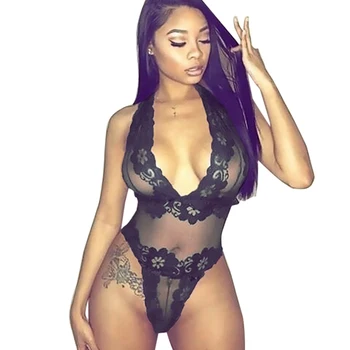 

Summer Lingerie Deep V Lace Triangle Jumpsuit Sexy Women's Clothing Plus Size Jumpsuit Underwear 1pc 2018est New Vcqy