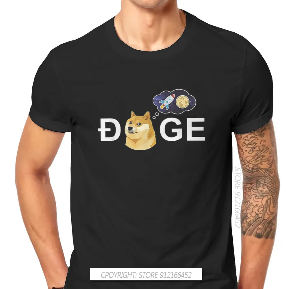 

Футболка Dogecoin HODL To The Moon для криптовалюты, Классическая большая мужская одежда из чистого хлопка с круглым вырезом, с рисунком биткоина и криптовалюты
