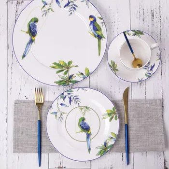 

Ceramic Dish Set Soup Plate Rice Bowl Coffee Cup Saucer Spoon Bone China Tableware Breakfast Dinner Set Postoral America Style