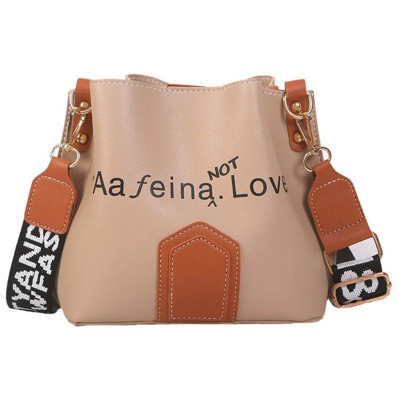 

new Women bag with Colorful Strap Letter Bucket Bag PU Shoulder Bags Brand Designer Ladies Crossbody messenger Bags handbag