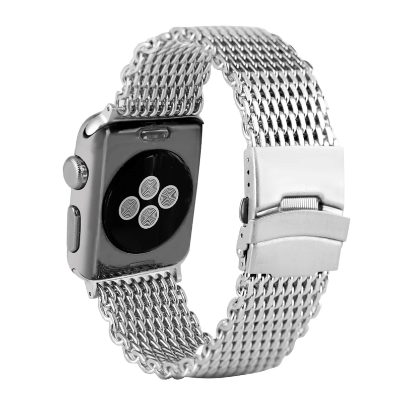 Milanese Shark Mesh Watch Band для Apple 42 мм 38 металлический ремешок браслетов с серебряной