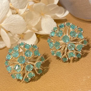 

Bilincolor fashion golden light green cz flower dandelion stud earring for women