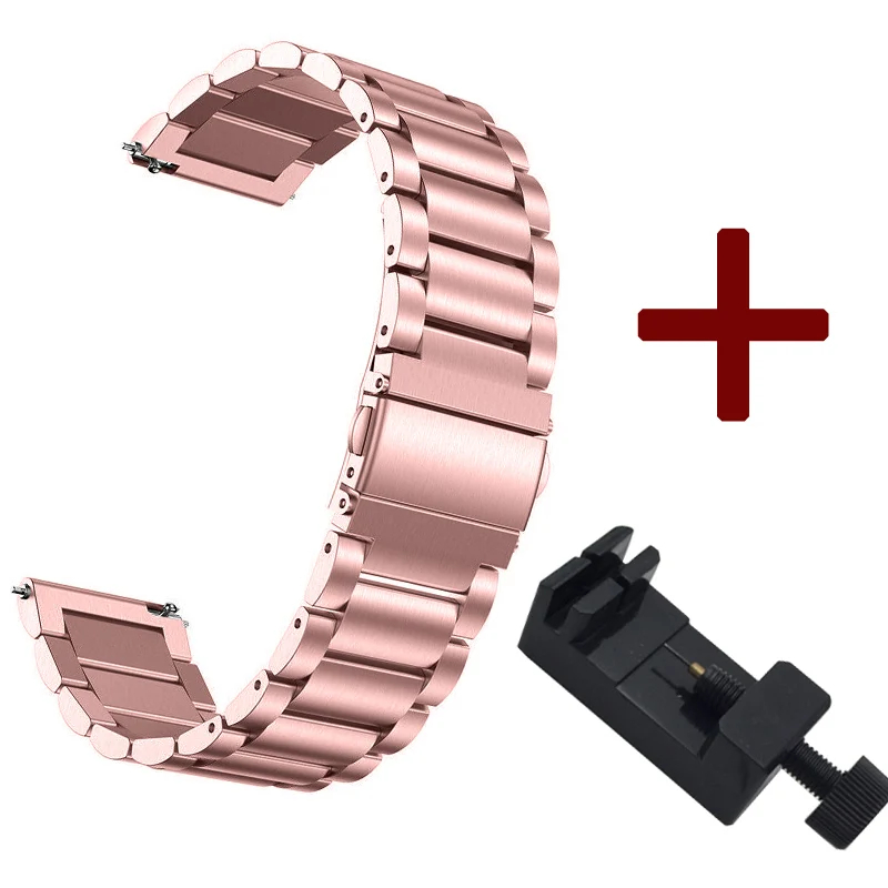 OULUCCI 18 20 22 мм браслет для galaxy 42 мм 46 мм часы s2 s3 huawei 2 классические часы GT pro Pebble Time steel Huami Amazfit - Цвет: Rose Pink 2