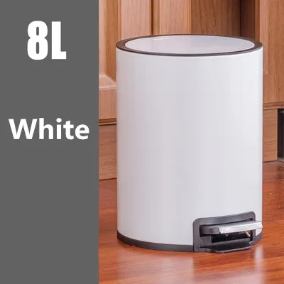 8L-white UNTIOR Silent Stainless Steel Trash Can 5L Rectangular Step Kitchen Waste Bin for Bathroom Kitchen Living Room Office Trash Bin - Цвет: 8L-white