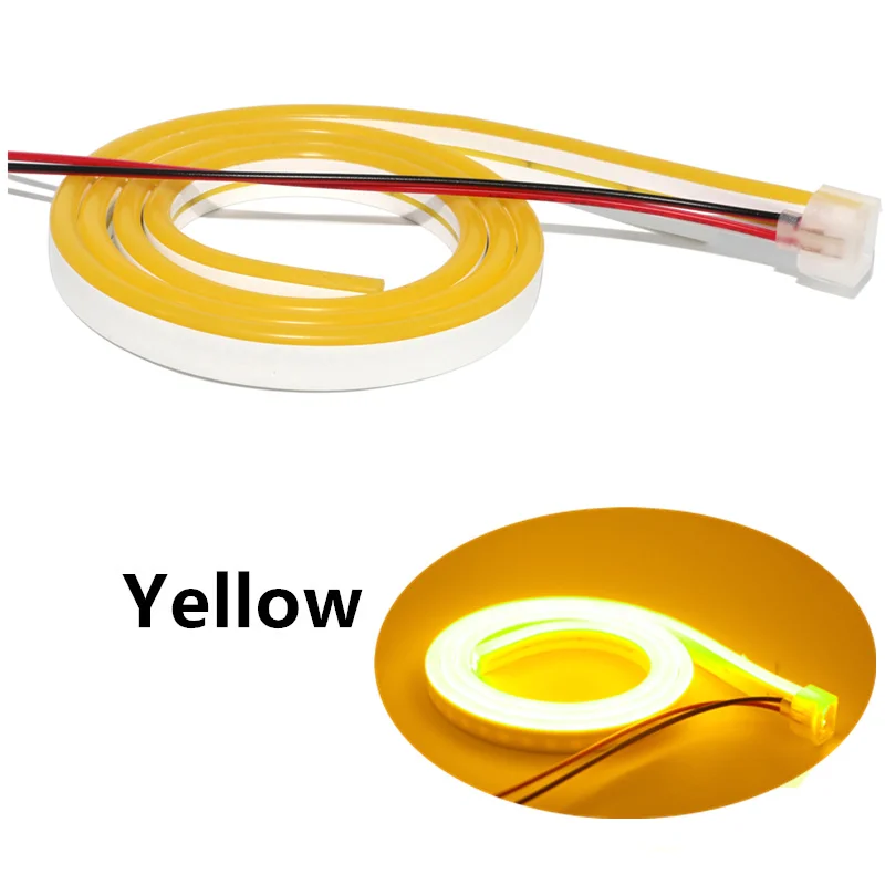 Неоновая Гибкая лента-светильник 5*12 мм с мягкой веревкой SMD 2835 Водонепроницаемая 1 м 2 м 3 м 4 м 5 м 6 м 7 м 8 м 9 м 10 м DC12V белый розовый красный синий - Испускаемый цвет: Цвет: желтый