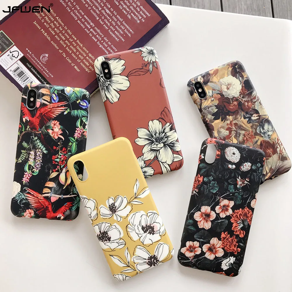 

Retro Flower Case For iphone X XR 7 8 Plus Case Silicone Soft Matte Phone Cases For iphone 11 Pro XS Max 6S 6 Plus Case Cover
