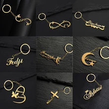 

Customized Personalized Name Pendant Keychain Custom Lovers Name Text Key Chain Stainless Steel Jewelry for Women Men Keyring