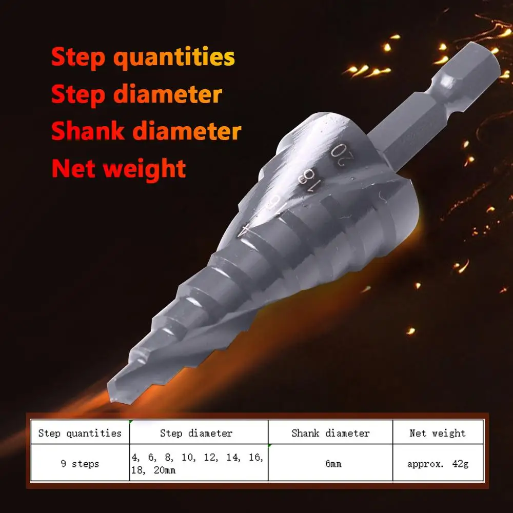 1 шт. HSS 4-12 мм 4-20 мм 4-32 мм шестигранный хвостовик азотирование черная спиральная рифленая ступенчатая сверла Кобальт комплект металлическое отверстие резак электроинструменты