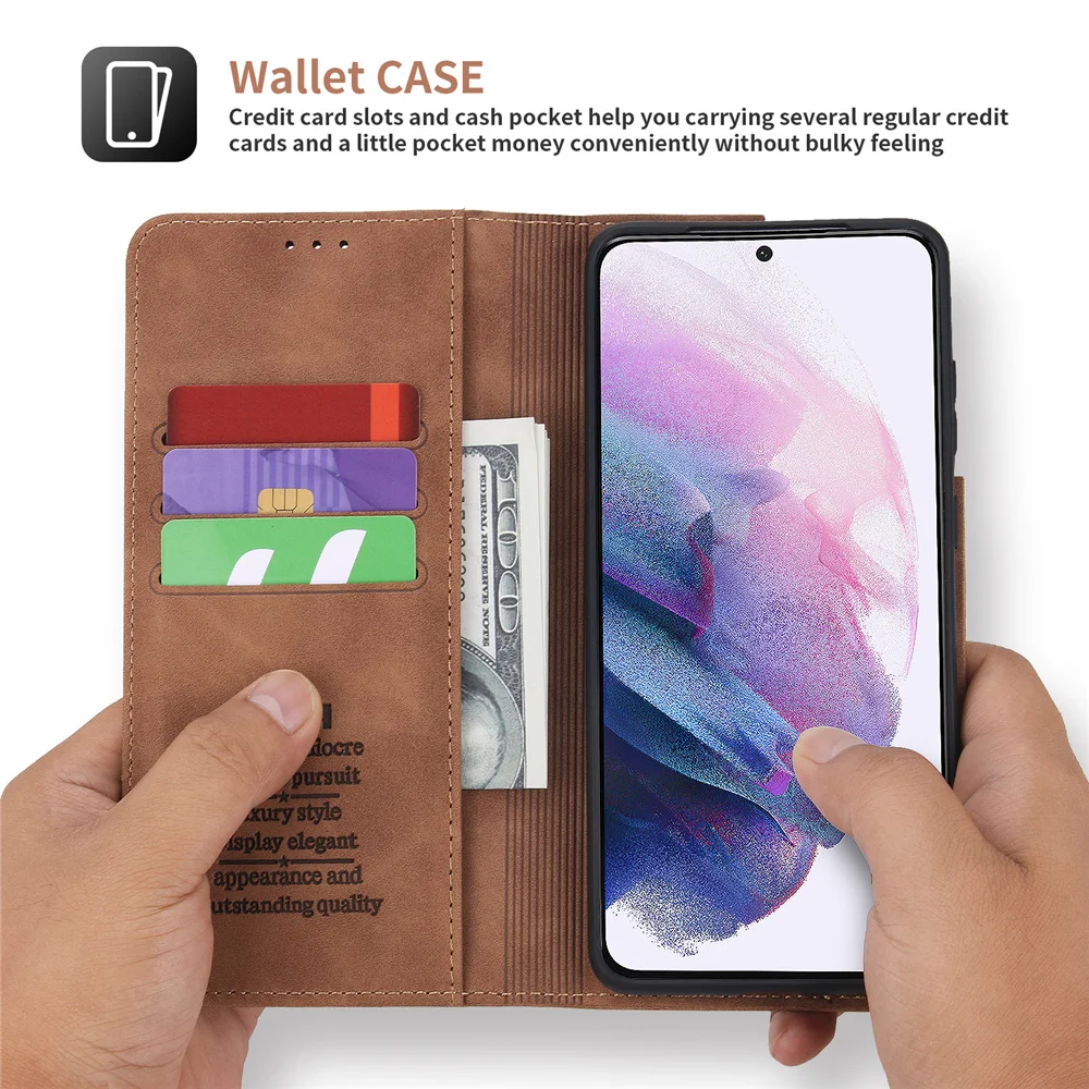 Phone Case Luxury Flip Magnetic Leather Wallet Case For Samsung Galaxy S21 S20 FE Note 20 10 9 Ultra S10 E S9 Plus Note20
