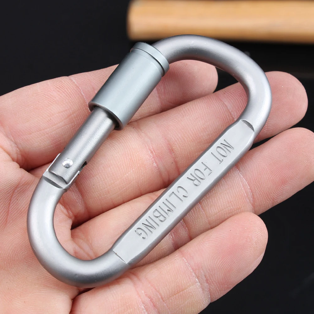 

12 Pcs Camping Carabiner D Shape Keychain Aluminum Alloy Clip with Lock Camping Equipment Survival Gear Camp Mountaineering Hook