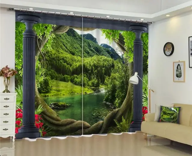 Занавески 3D с красивым пейзажем пользовательские шторы HD римскими колоннами для
