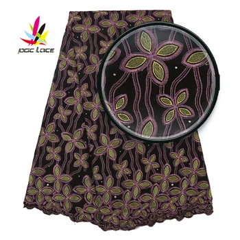 

2019 High Quality African Dry Lace Fabric With Stones Hot Popular 100 Cotton Nigerian Embroidered Lace Fabric For Dress AMY2833B