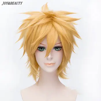 

JOY&BEAUTY Naruto Uzumaki Wigs Golden Short Straight Fluffy Shaggy Layered Heat Resistant Synthetic Hair Cosplay Costume Wig