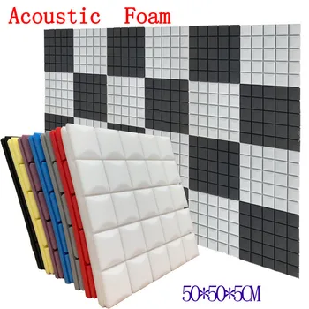 

8 Colors 4PCS 50x50x5cm Studio Acoustic Foam Soundproof Foam Sound Absorption Treatment Panel Sound Wedge Protective Sponge