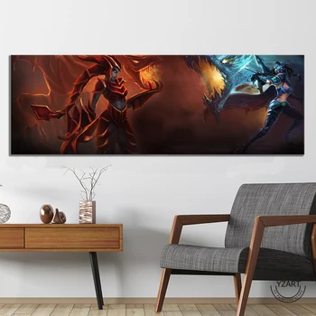 

1 Piece Large Size Bedroom Wall Decor Painting League of Legends Vayne&Shyvana Game Poster Painting Fantasy Wall Art Home Decor