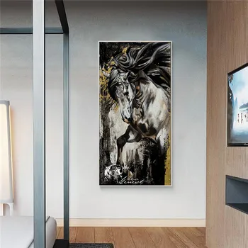 Beautiful Running Horse Paintings Printed on Canvas 4