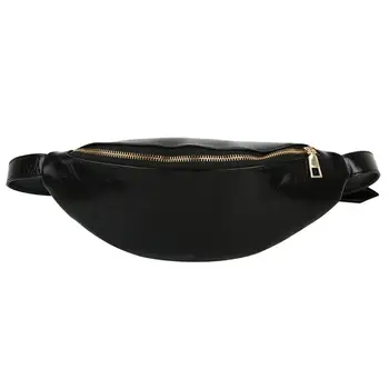 

Women Solid Color Zipper Faux Leather Fanny Pack Waist Shoulder Bag Chest Pouch Waist Pack pochete feminina riñonera mujer