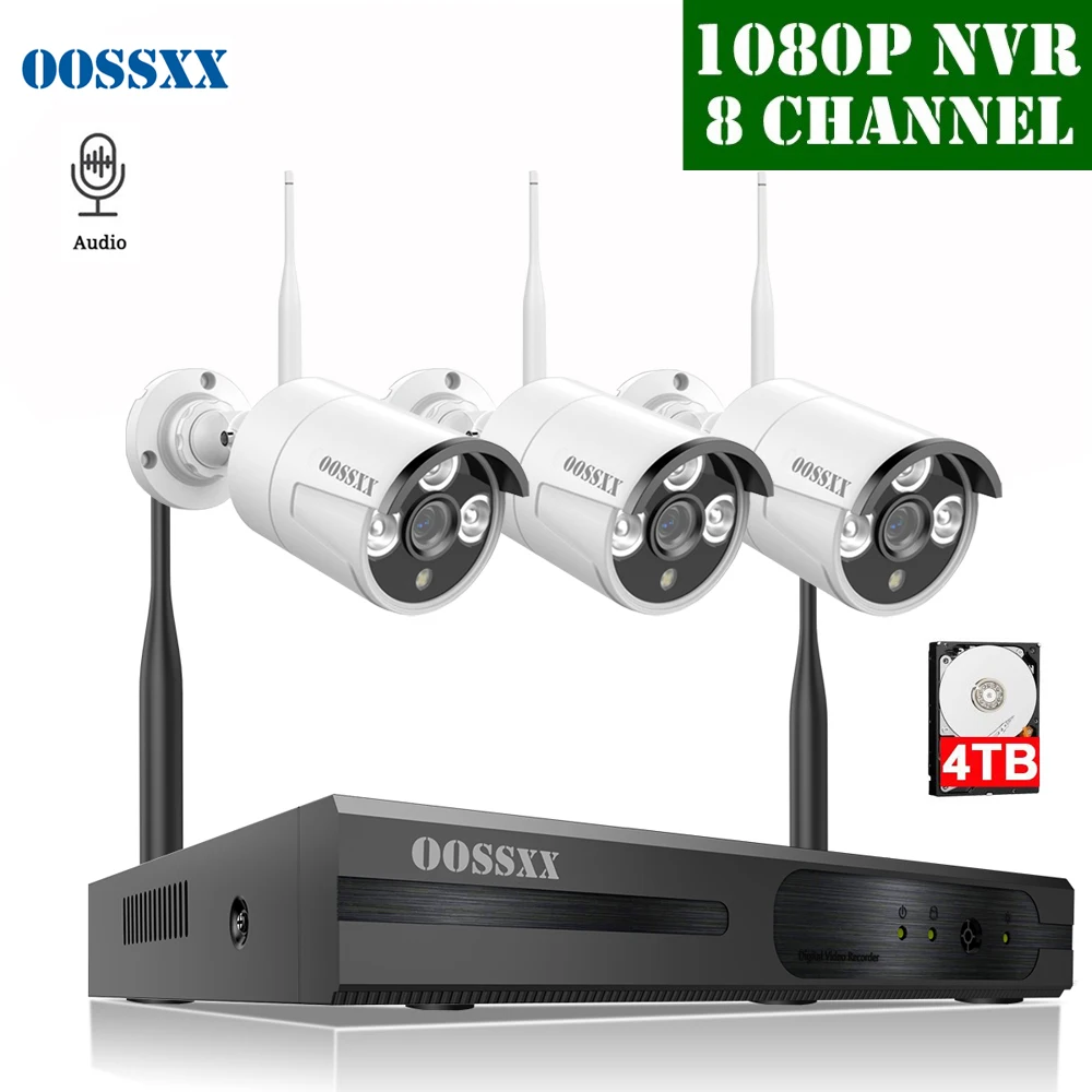 

8CH Wireless NVR Kit CCTV Camera System 3pcs 720P 1.0MP Audio Indoor Outdoor IP66 Security Camera Wifi Video Surveillance System