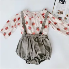 Карамельная Осенняя блузка с цветочным рисунком для маленьких девочек и шаровары, красивый бренд, топы для маленьких девочек, блузы с длинными рукавами, одежда для маленьких девочек