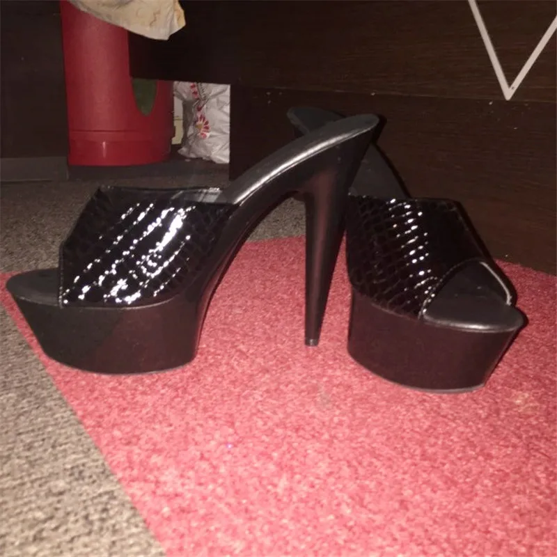 The new stage runway is cool procrastinate 15 cm super high heels shoes that occupy the home, black Dance Shoes