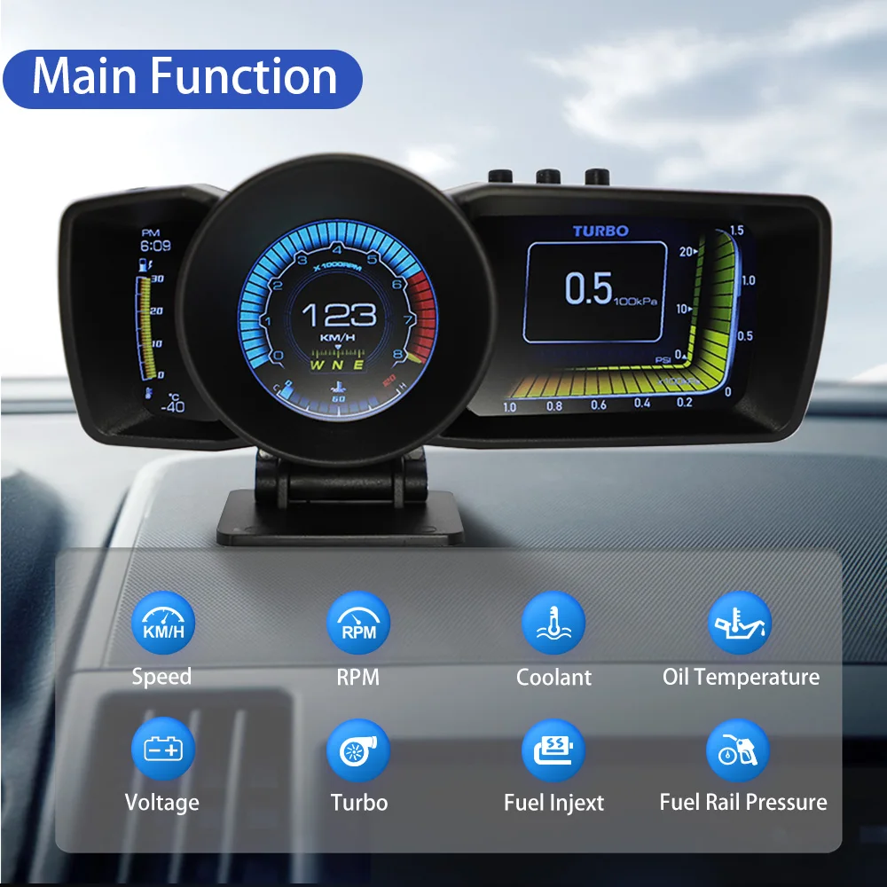 

ELING Car HUD 2021 Newest Multi-Function Head Up Display Dashboard Computer GPS Digital Speedometer OBD2+GPS Car Diagnostic Tool