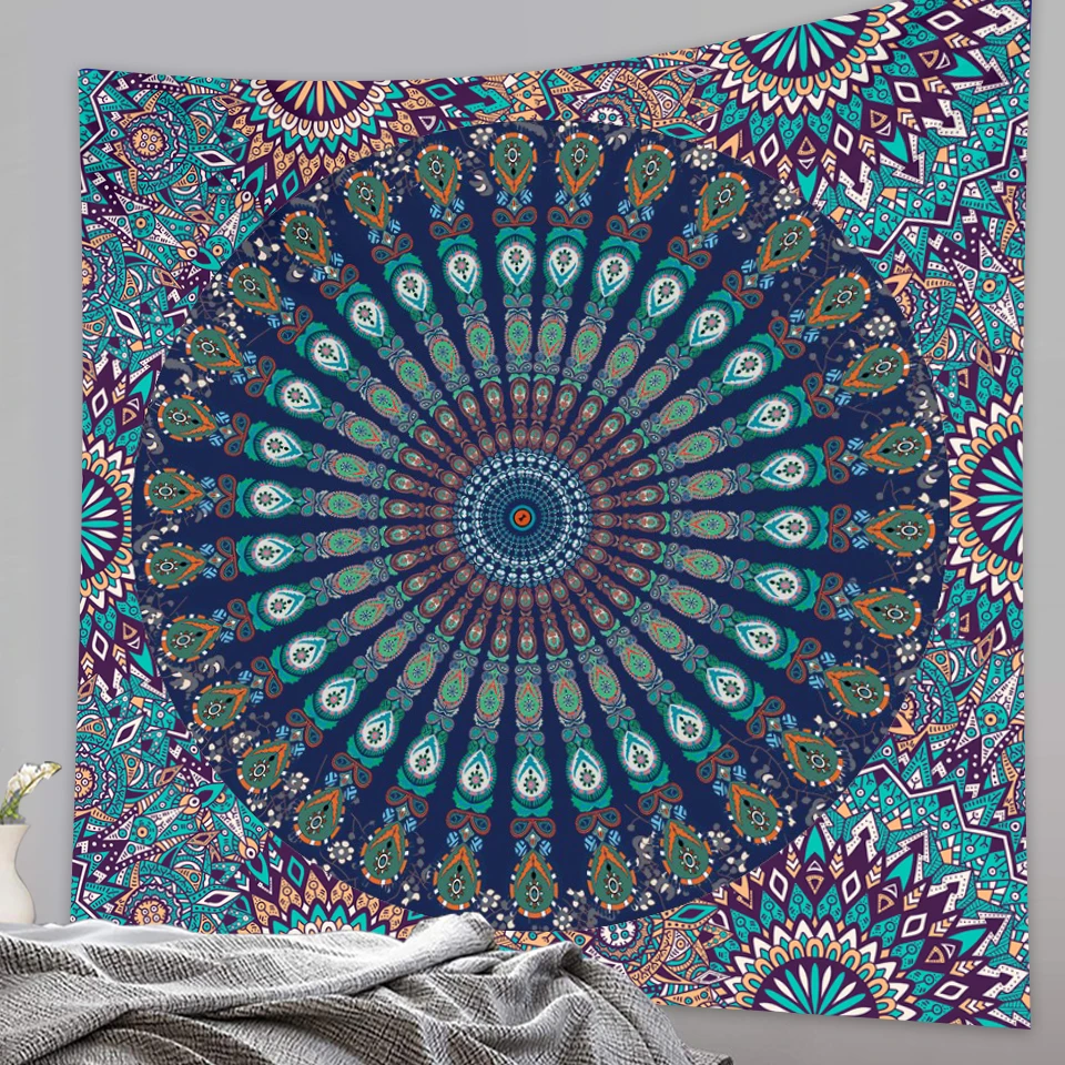 Indian Tapestry Home Decoration Illusion Scene Mandala Tapestry Hippie Bohemian Decorative Yoga Sheet Quilt Cover Yoga Mat tapestry decor