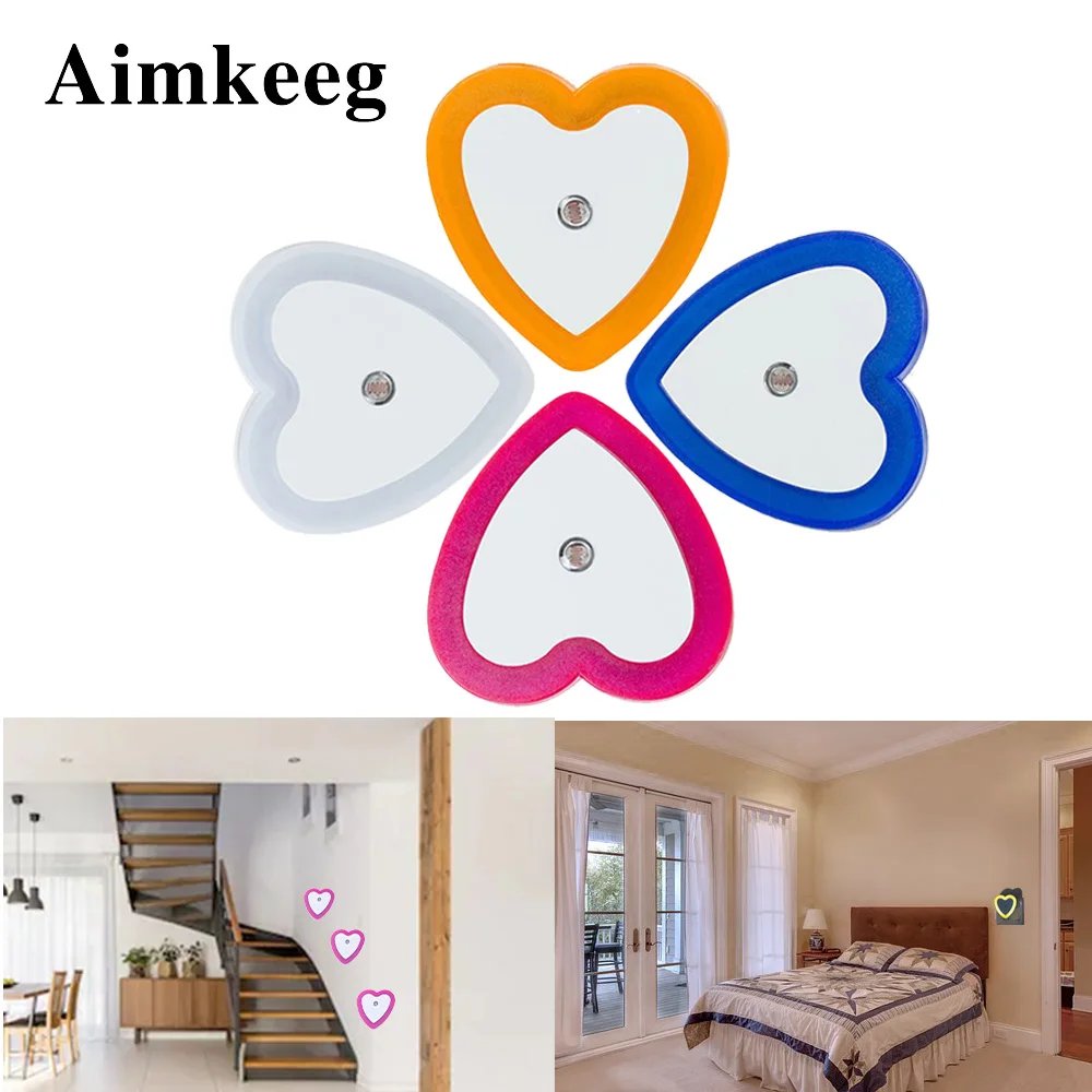 

LED Sensor light Mini Night Lamp Smart Heart Shape EU US Plug Wall Lights For Home Kitchen Bedroom Closet Aisle Stairs Lighging