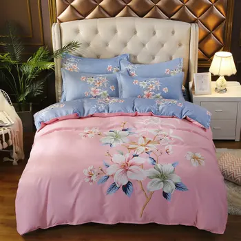 

4pcs/set Cotton Printed Flower Home Thicken Bedding Set Luxury Sheet Pillowcase Duvet Cover Sets Bed Decoration