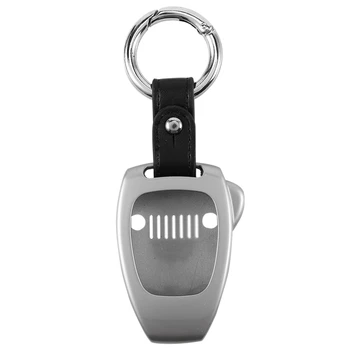 

Key Chain Ring Shell Cover Case Frame for Jeep Wrangler JK 2008-2017 for Jeep Compass 2008-2015 Patriot 2011-2015, Silver