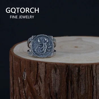 

Guaranteed 925 Sterling Silver Rings Retro Antique Men's Scorpion Rings Square Shape Opening Viking Rings Jewelry Anelli Uomo