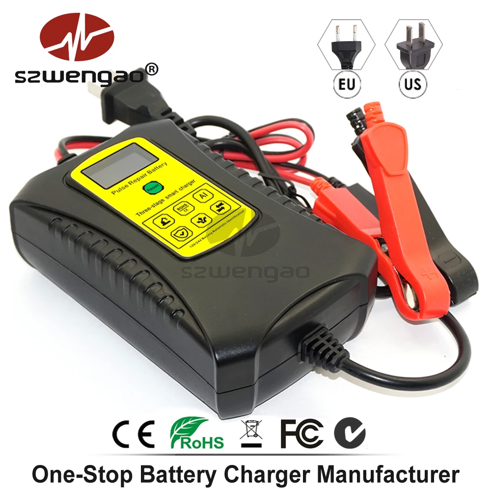12 V/24 V смарт Пульс Ремонт Зарядное устройство ЖК-дисплей Дисплей мотоцикл автомобили Батарея Зарядное устройство 12V 4A AGM гель свинцово-кислотный Батарея Зарядное устройство - Цвет: Черный