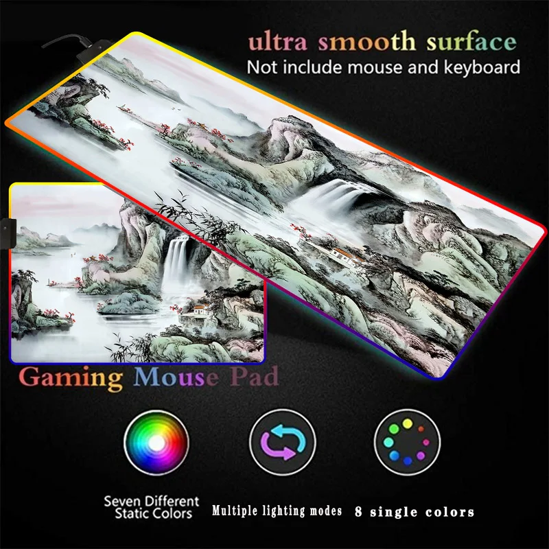 

Landscape Painting Gaming RGB Computer Illumination Mouse Pad Backlit Mause Pad Large Mousepad XXL Desk Keyboard LED Mice Mat