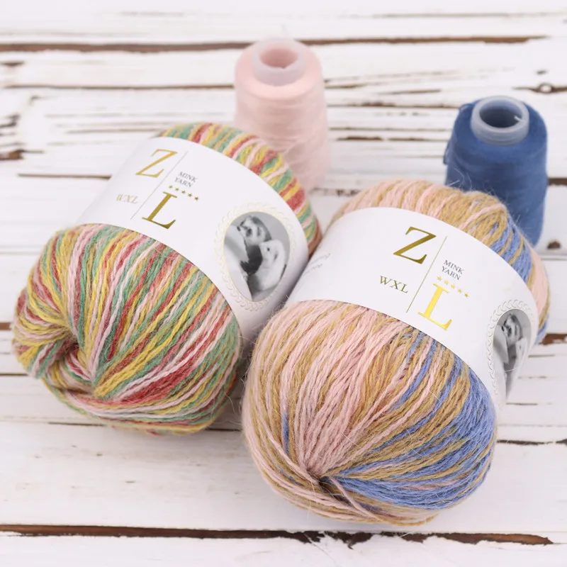 10 Set / Pack New Colour 50g+20g / Set Super High Quality Graded Long Mink Yarn DIY Knitting For Sweater Scarf Hat пряжа Yarn 3