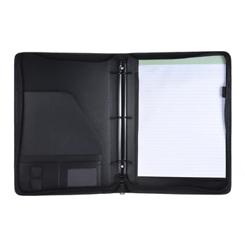 

A4 PU Leather Document Folder Office Supplies Business Portfolio Padfolio Folder Document Case Organizer Zippered Closure