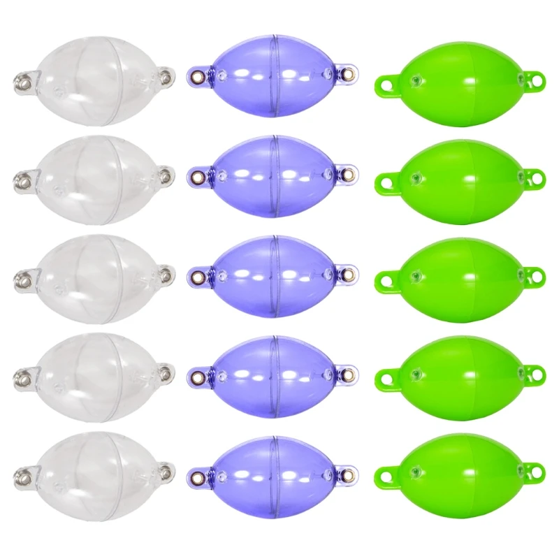 5 Pcs/Pack Fishing Slip Cast Spin Floats 3 Color Fly Fishing Floats Clear Bobbers Oval Floats