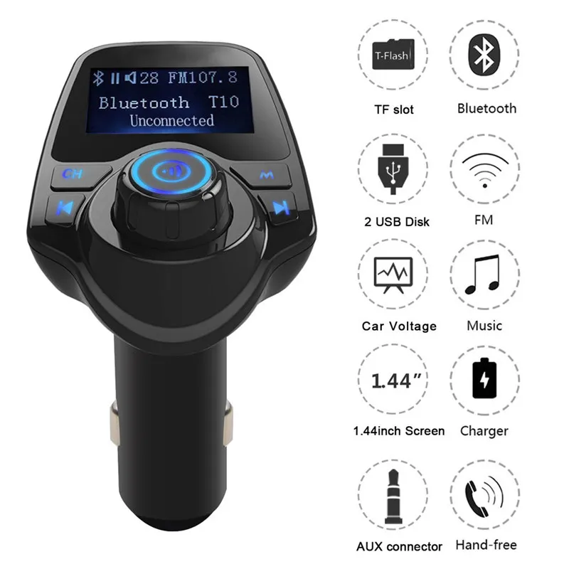 Modulador transmisor Bluetooth para coche, reproductor Mp3 FM, Cargador USB Dual, manos libres, pantalla LCD, 5V, 2.1A, compatible con tarjeta TF, disco en U