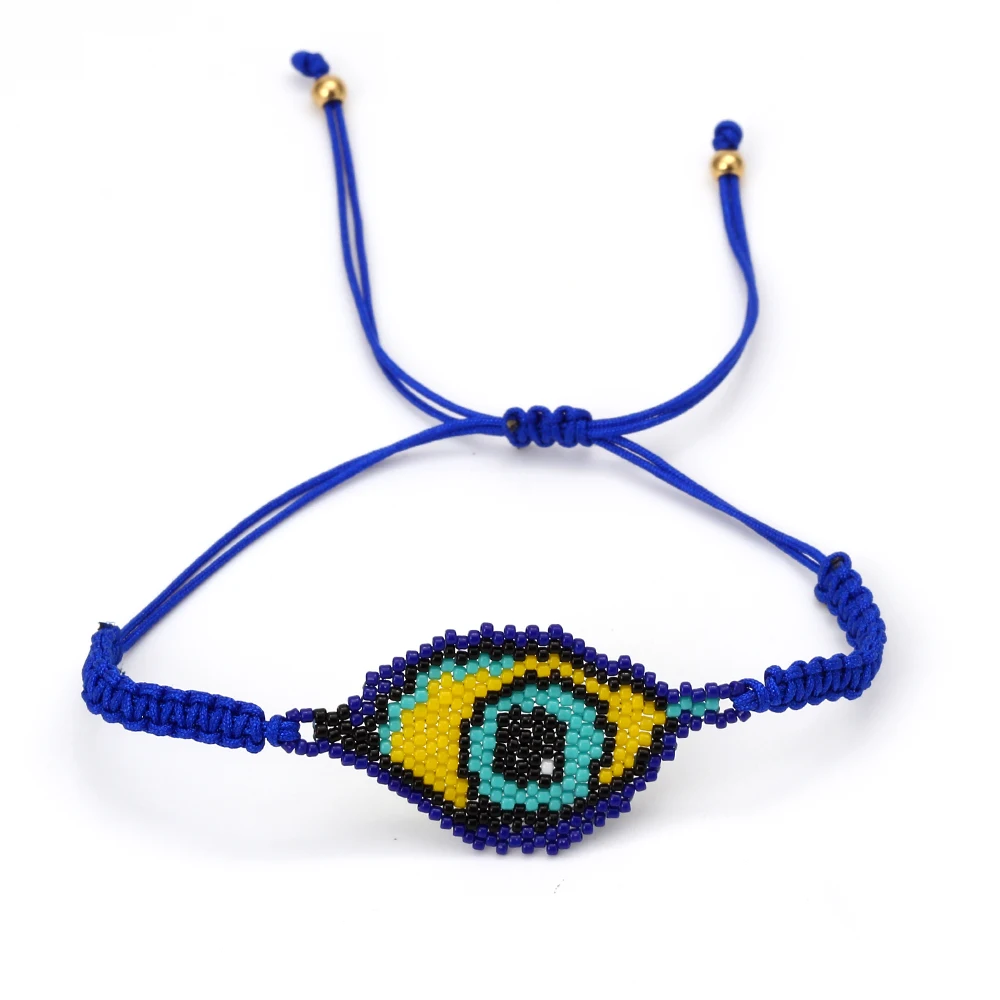 EVIL EYE Miyuki плетеный браслет из бисера голубая веревка цепочка регулируемый браслет с бусинами ручной работы DIY ювелирные изделия для женщин EY6393