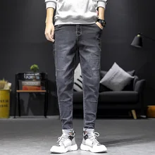 spring and autumn men's new casual fashion simple handsome trend slim pure color breathable jeans