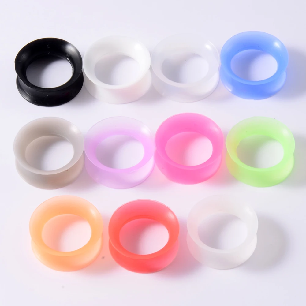 Silicone Ear Plugs and Tunnels 2Pcs Ear Piercings Earlets Screwed Earring Expander Gauges Body Jewelry Piercings