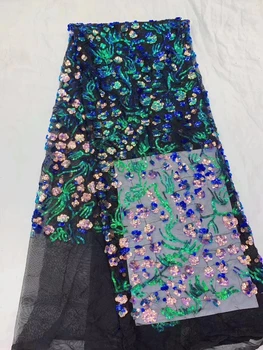 

High Quality Sequins French Tulle Mesh Lace Fabric Latest African Lace Fabric Nigerian Mesh Lace Fabric With Sequins