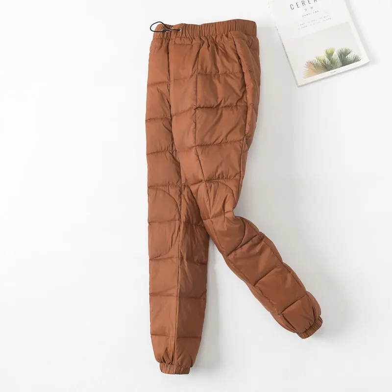 caramel colour Новые зимние утолщенные приталенные тонкие большие размеры теплые уличные брюки для отдыха 1025 - Цвет: caramel colour